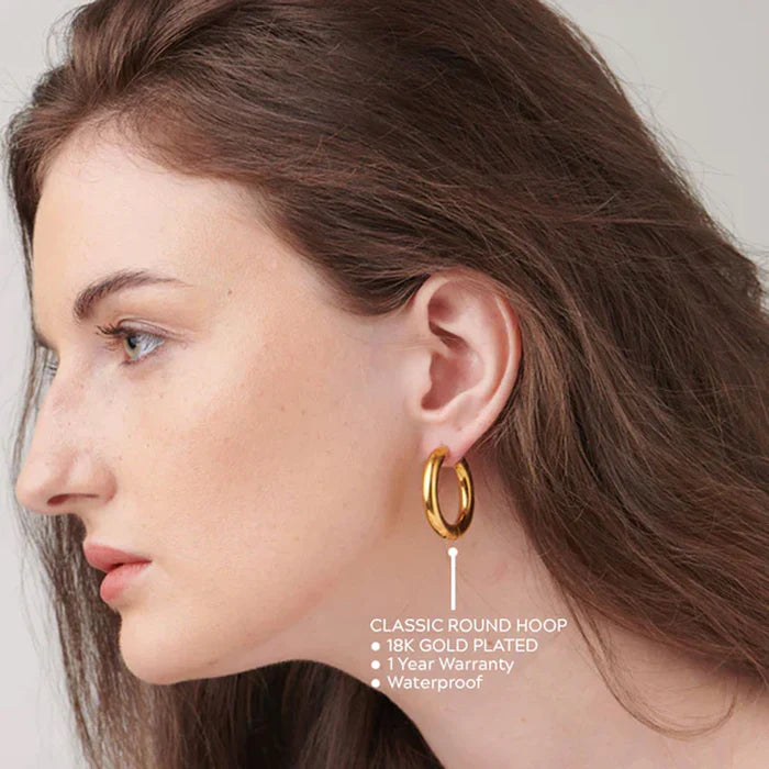 Classic Round Hoop Earrings – Elegant Everyday Hoops for Women & Girls