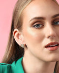 Gold-Plated Anti Tarnish Heart shapped Stone-Studded Stud Earrings