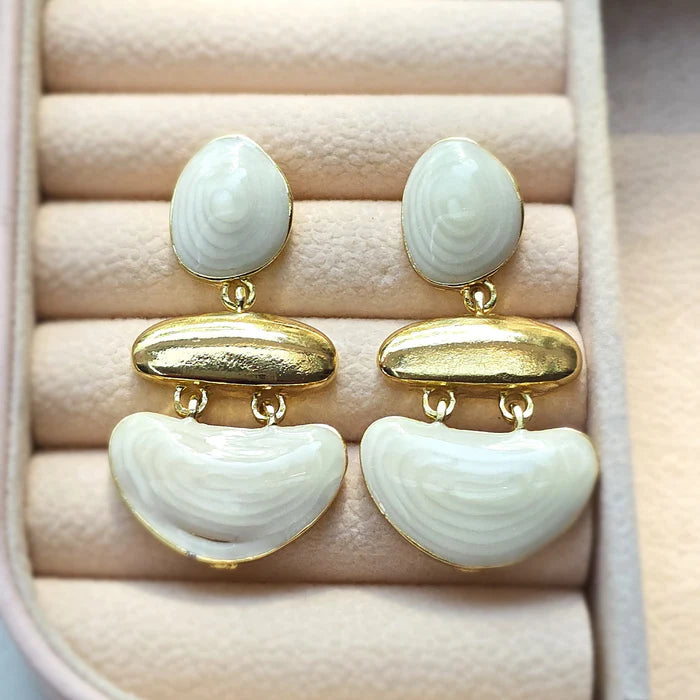 White Stone Drop Statement Earrings – Anti Tarnish Gold | Elegant Party Wear Jewelry