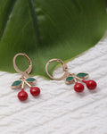 Enamel Cherry Charm Hoop Earrings for Women | Playful Stylish Fruit Hoops