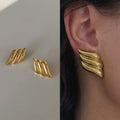 Golden Wing Design Statement Stud Earrings – Anti Tarnish