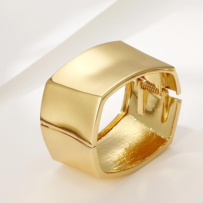 Bold Matte Gold Square Cuff | Architectural Brushed Statement Bangle