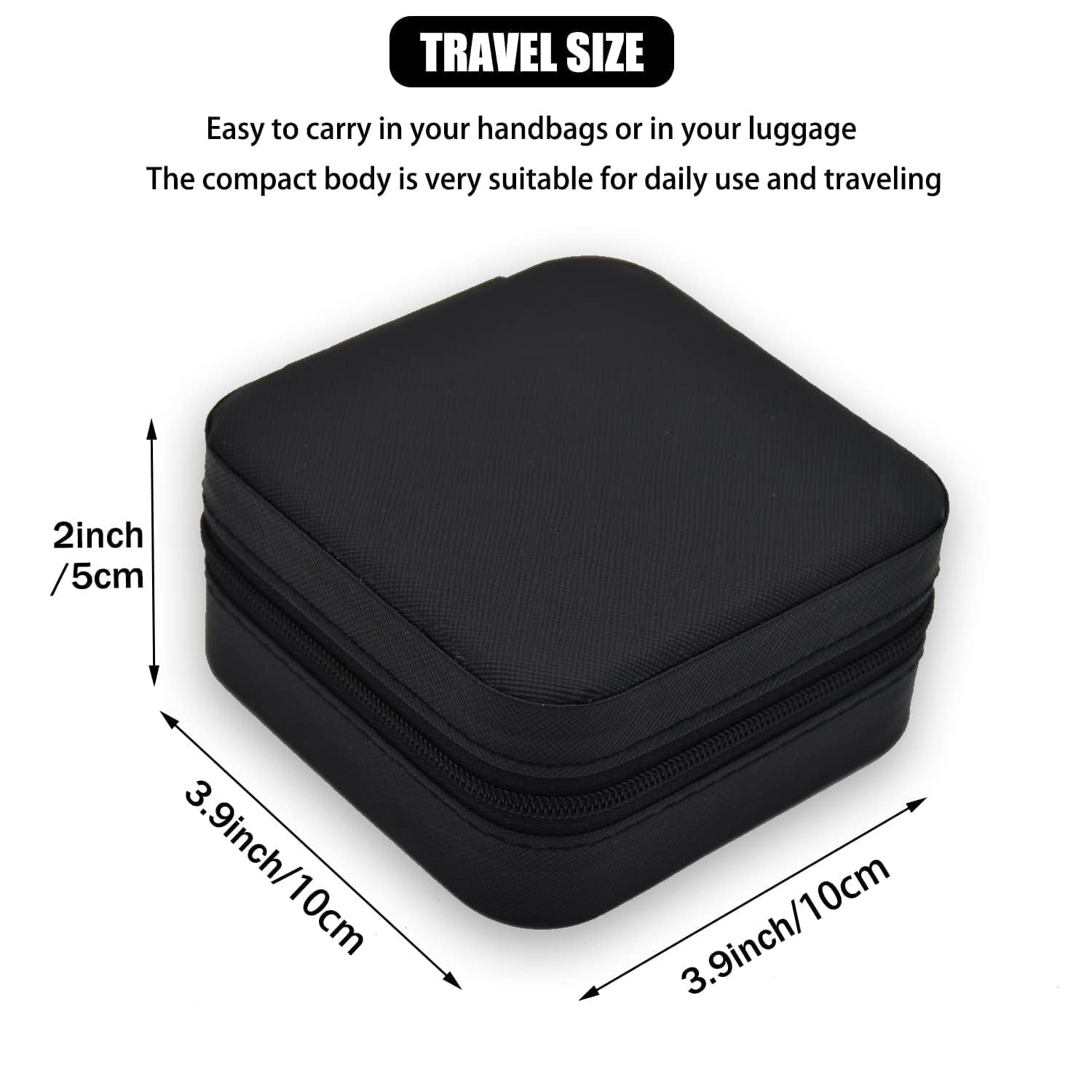 Mini Jewelry Travel Box, Small Portable Jewelry Storage Holder for Women's Rings Earrings Necklaces (Black)
