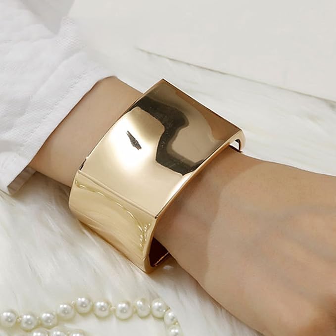Bold Matte Gold Square Cuff | Architectural Brushed Statement Bangle