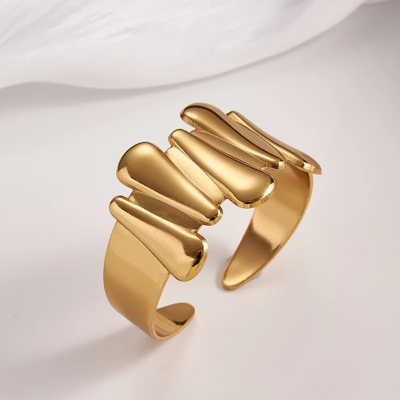 Luxury Gold Adjustable Ring & Cuff Bracelet Set – Minimalist Statement Combo
