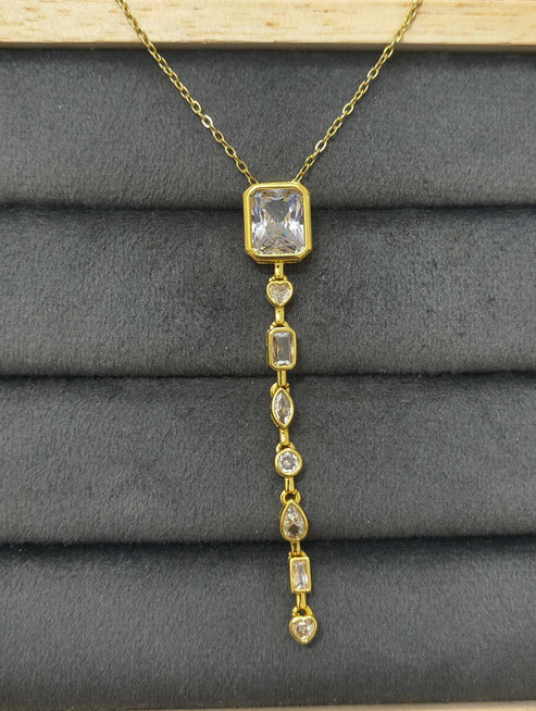 Anti Tarnish Necklace Stylish Drop Pendant 18K Gold Plated