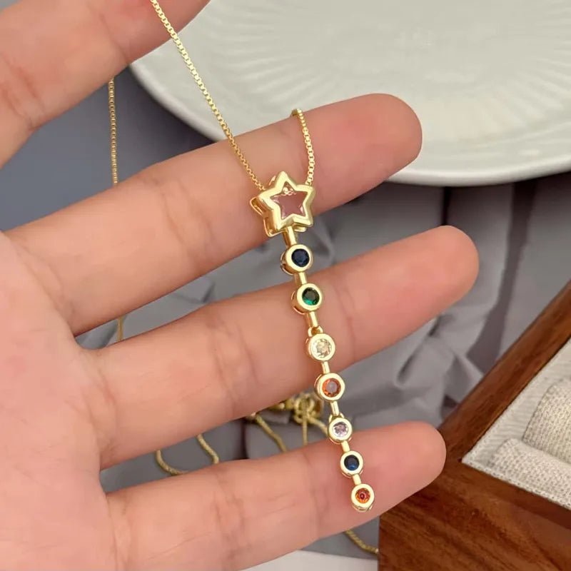 Dkane Designs Women Emerald Star Fall Pendant Necklace