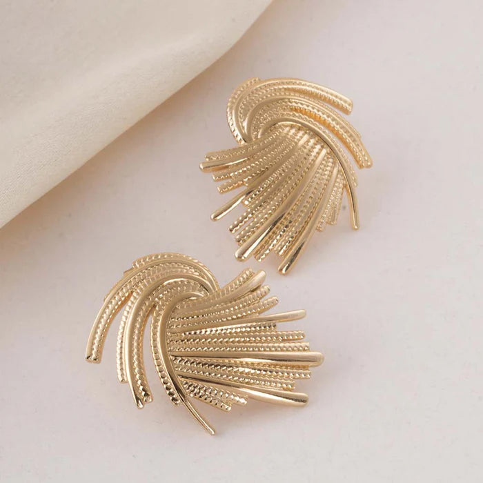 Whirlwind Spiral Gold Earrings – Bold Twisted Statement Earrings for Women