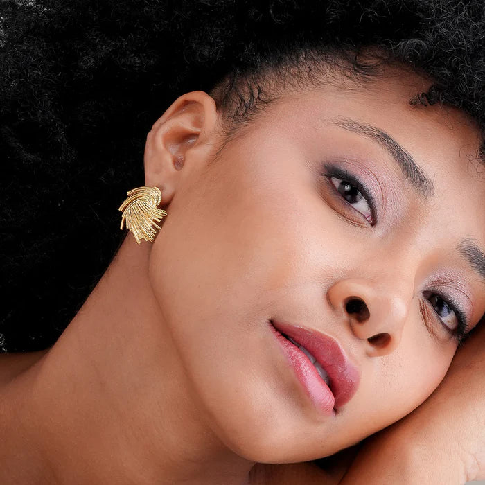 Whirlwind Spiral Gold Earrings – Bold Twisted Statement Earrings for Women