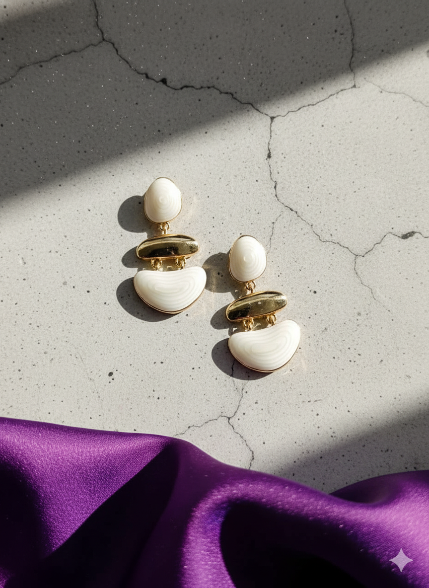 White Stone Drop Statement Earrings – Anti Tarnish Gold | Elegant Party Wear Jewelry