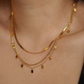 Gold Layered Snake Chain Necklace with Crystal Drops | Anti-Tarnish Minimal Jewelry