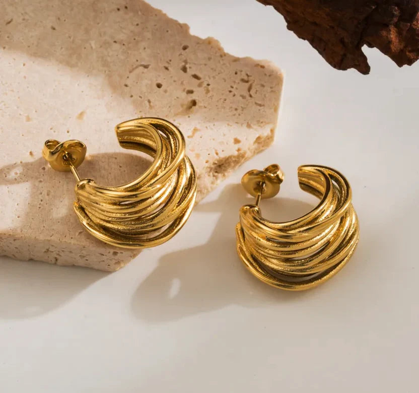 Multi-Layer Hoop Earrings for Women & Girls | Bold Layered Design | Gold Tone Statement Fashion Jewelry