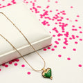 Gold-Plated Anti Tarnish Green Heart Drip Pendant Necklace