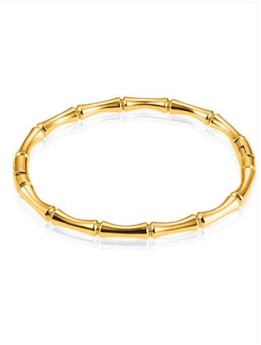 Fuschianet Golden Bamboo Anti Tarnish Stainless Steel Side Openable Bangle Bracelet