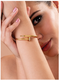 Gold Plated Crystal Pave Nail Bangle | Luxe Industrial Bypass Bracelet