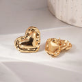 Luxe Heart Stud Earrings for Women & Girls | Elegant Minimalist Design | Gold Tone Statement Studs | Everyday Fashion Jewelry
