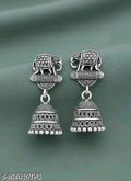 Elephant Motif Oxidised Jhumka Earrings – Traditional Ethnic Drop Earrings