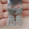 Antique Oxidised Silver Butterfly Jhumka Earrings | Traditional Boho Butterfly Wing Drop Earrings for Girls & Women | Ethnic Tribal Jewelry