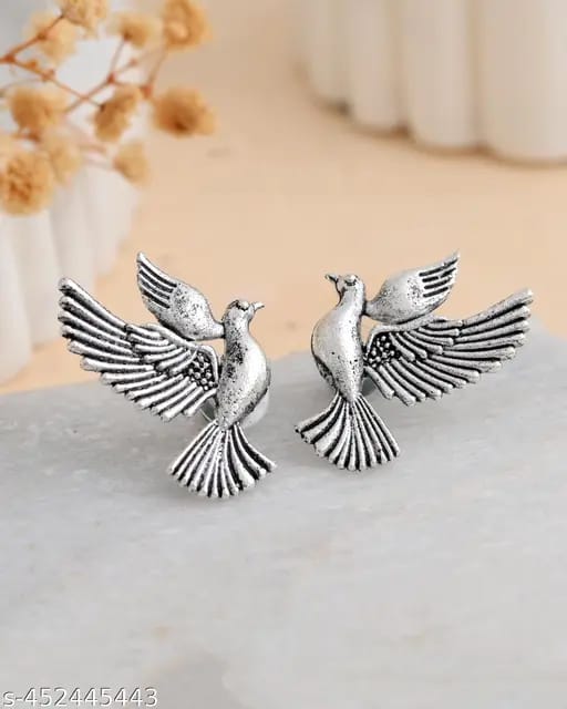 Flying Bird Oxidised Earrings – Minimal Statement Stud Earrings