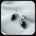 Majestic Deer Motif Black Onyx Oxidised Stud Earrings