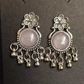 Blush Blossom Rose-Tone Oxidised Silver Stud Earrings