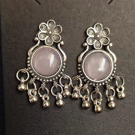 Blush Blossom Rose-Tone Oxidised Silver Stud Earrings