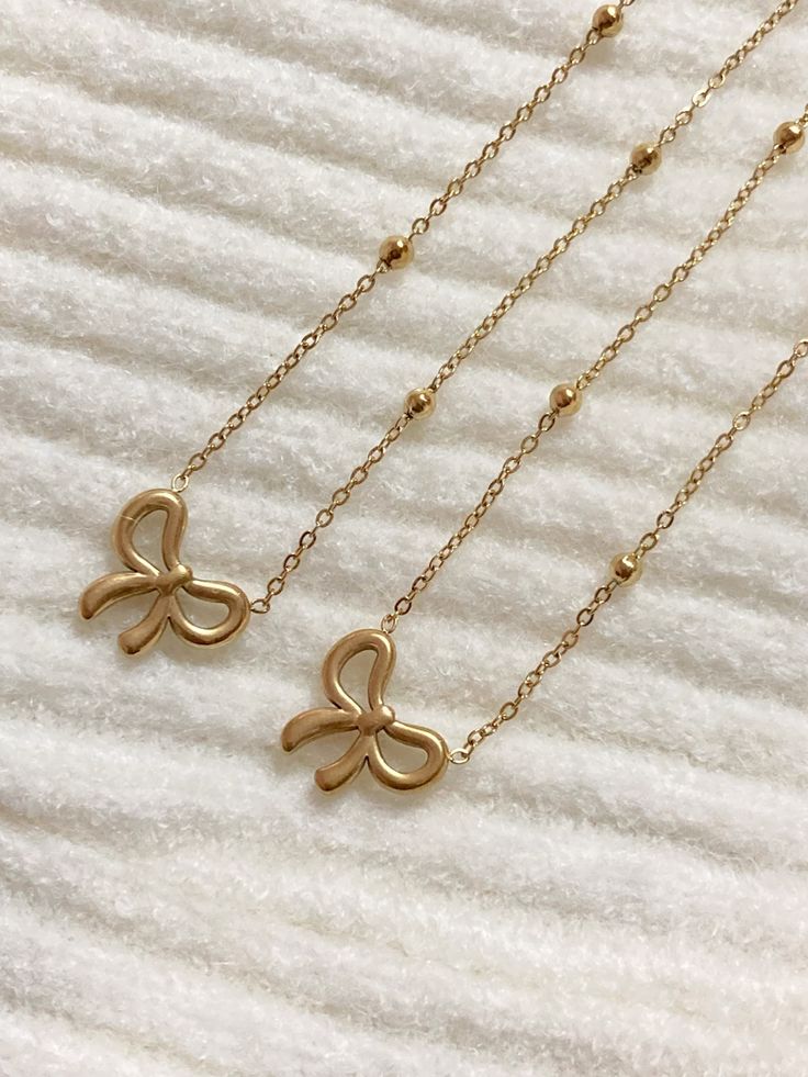 Gold-Plated Anti Tarnish Infinity Bow Pendant Necklace