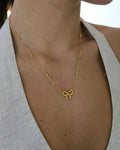 Gold-Plated Anti Tarnish Infinity Bow Pendant Necklace