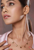 Gold-Plated Anti Tarnish Butterfly Designed Pendant Chain & Earring Combo