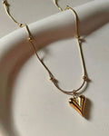 Anti Tarnish Long Heart Drop Pendant Necklace