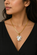Golden Heart Pearl Drop Necklace | Anti-Tarnish Snake Chain Statement Jewelry