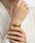 Anti Tarnish Green Stone Crystal Layered Cuff Bracelet – Gold Plated