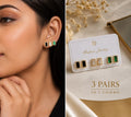 3-in-1 Luxe Rectangle Stud Earrings Set – Anti Tarnish Gold Plated