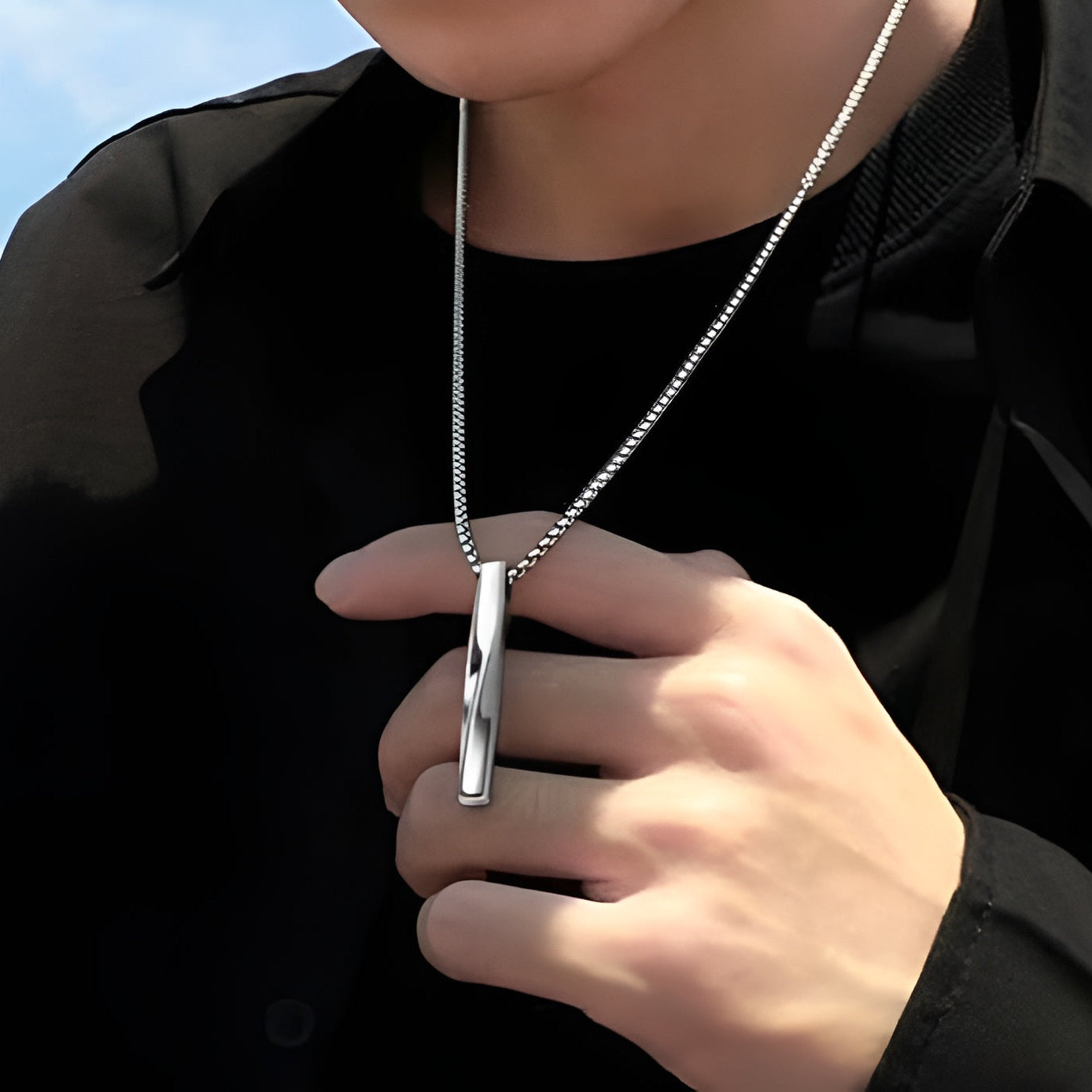 Men's Minimalist Silver Ring Pendant Necklace – Stainless Steel Circle Pendant Chain
