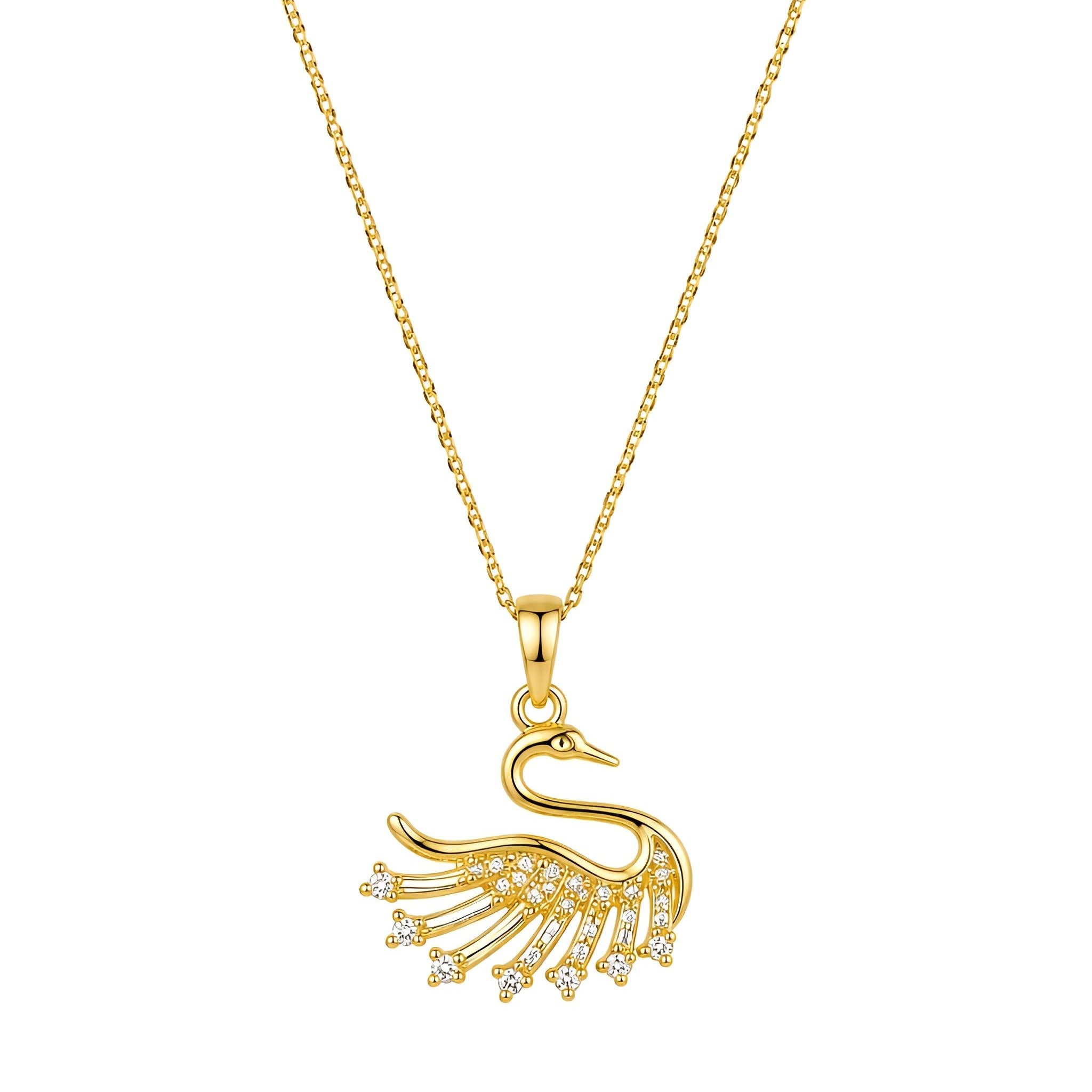 Graceful Swan Crystal Pendant Necklace – 18K Gold Plated Anti-Tarnish Statement Jewelry