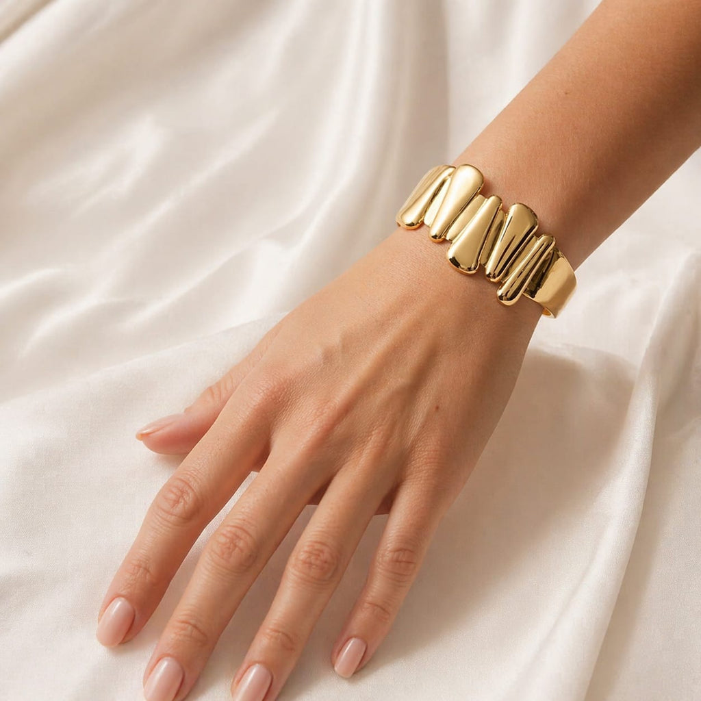Luxury Gold Adjustable Ring & Cuff Bracelet Set – Minimalist Statement Combo