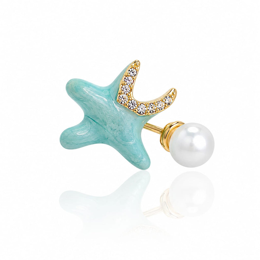 Beach Starfish Pearl Adjustable Ring for Women | Anti-Tarnish Waterproof Gold Ring