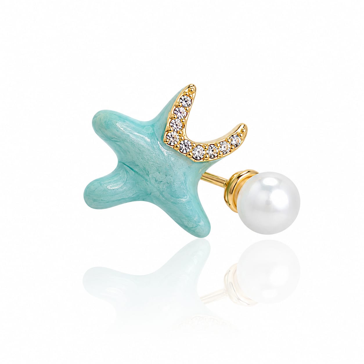 Beach Starfish Pearl Adjustable Ring for Women | Anti-Tarnish Waterproof Gold Ring
