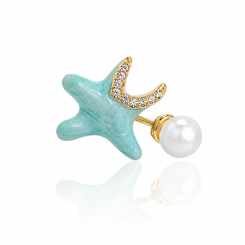 Beach Starfish Pearl Adjustable Ring for Women | Anti-Tarnish Waterproof Gold Ring
