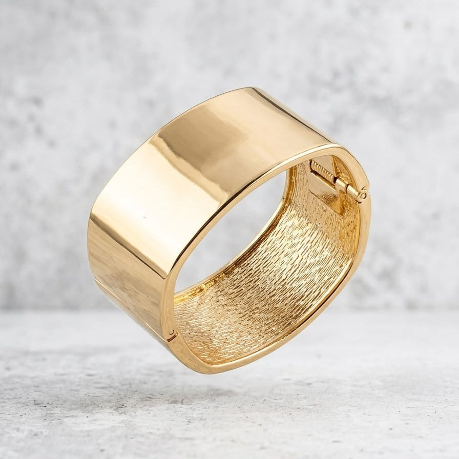 Bold Matte Gold Square Cuff | Architectural Brushed Statement Bangle