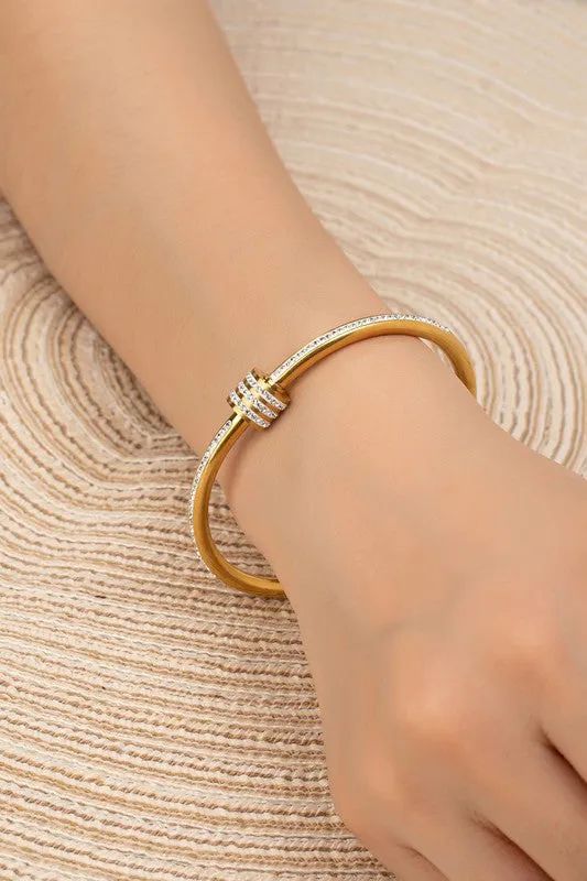 Gold Crystal Knot Bangle Bracelet