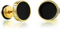 Unisex Gold Ball Studs + Black Round Circle Stud Earrings Combo – Modern Everyday Dual Set