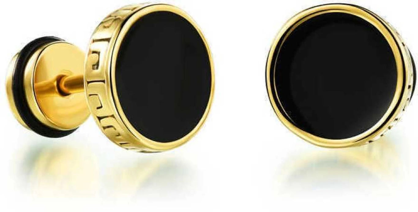 Unisex Gold Ball Studs + Black Round Circle Stud Earrings Combo – Modern Everyday Dual Set