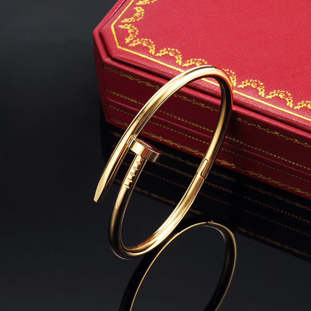 Gold Plated Sculptural Nail Bangle | Minimalist Industrial Bypass Bangle