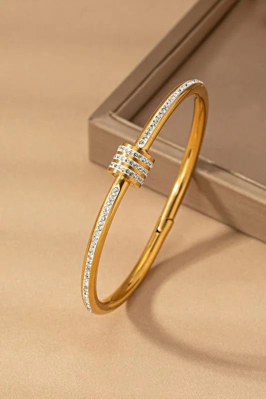 Gold Crystal Knot Bangle Bracelet