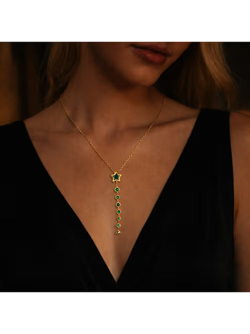 Dkane Designs Women Emerald Star Fall Pendant Necklace