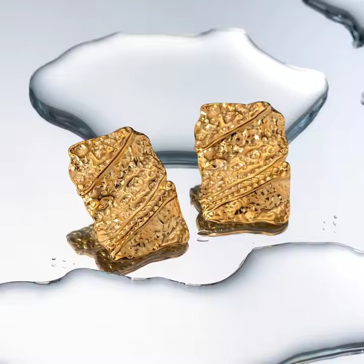 Ruptured Gold Earrings - Anti Tarnish Earring