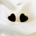 Black Heart Stud Earrings – Chic Romantic Minimal Studs for Women & Girls