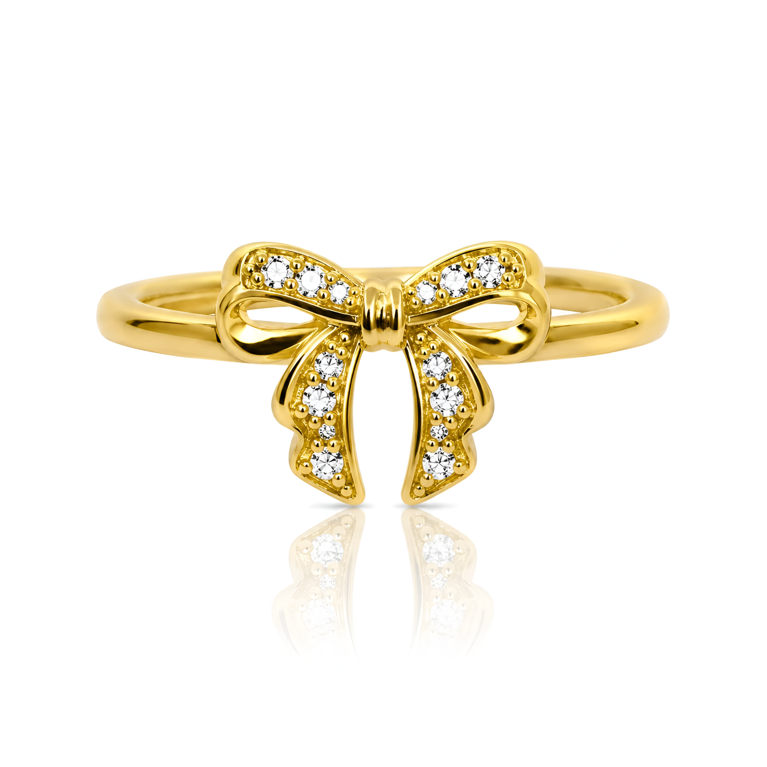 Gold Bow Knot Adjustable Ring for Women | Anti-Tarnish Waterproof Dainty Bow Ring