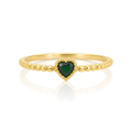 Green Heart Stone Adjustable Ring | Waterproof Gold Ring for Women